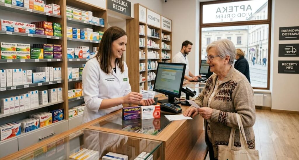 Pharmacy in Poland where patients get prescription medicines