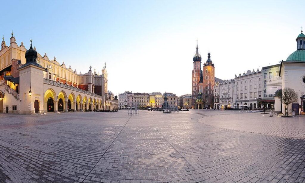 Clean streets in Kraków Old Town, Poland