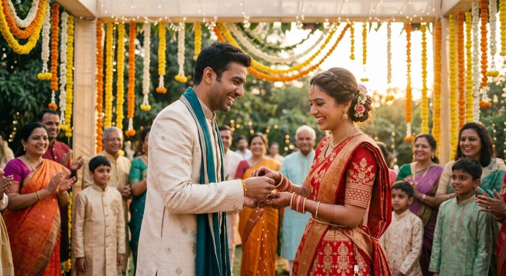 Indian couple celebrating marriage based on respect and equality