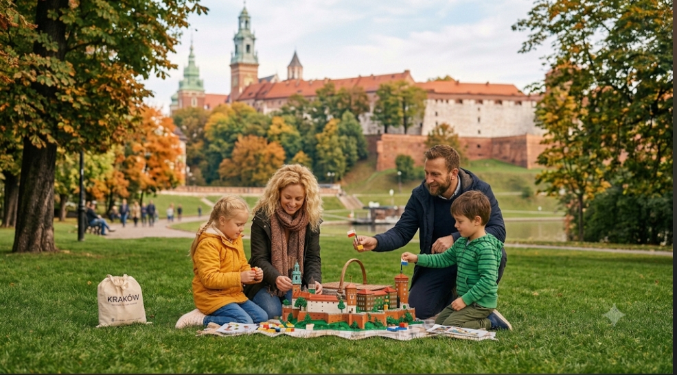Parents spending time with their kids in a Polish park
