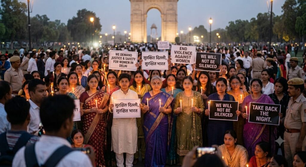Candlelight vigil in Delhi calling for justice and women's safety